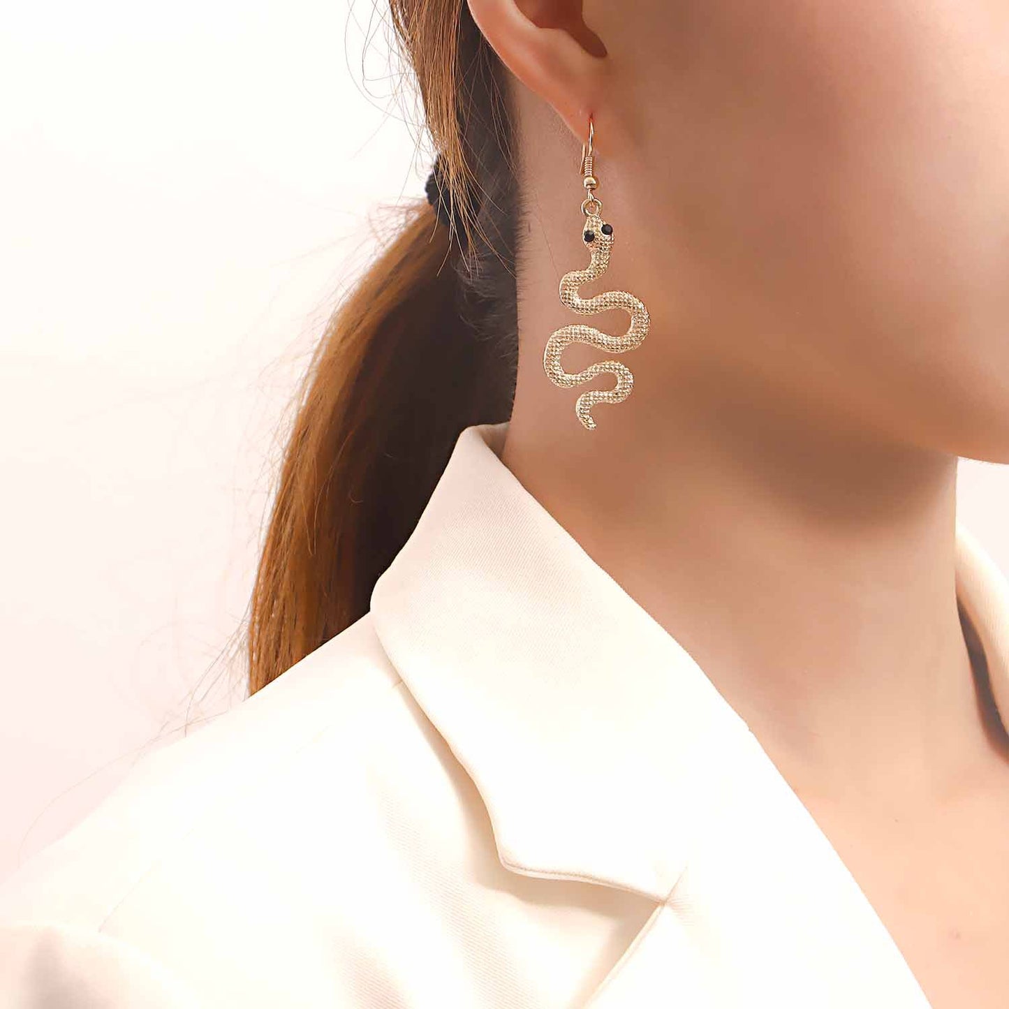 Vintage Snake-Shaped Geometric Alloy Earrings for Women with Plated Finish
