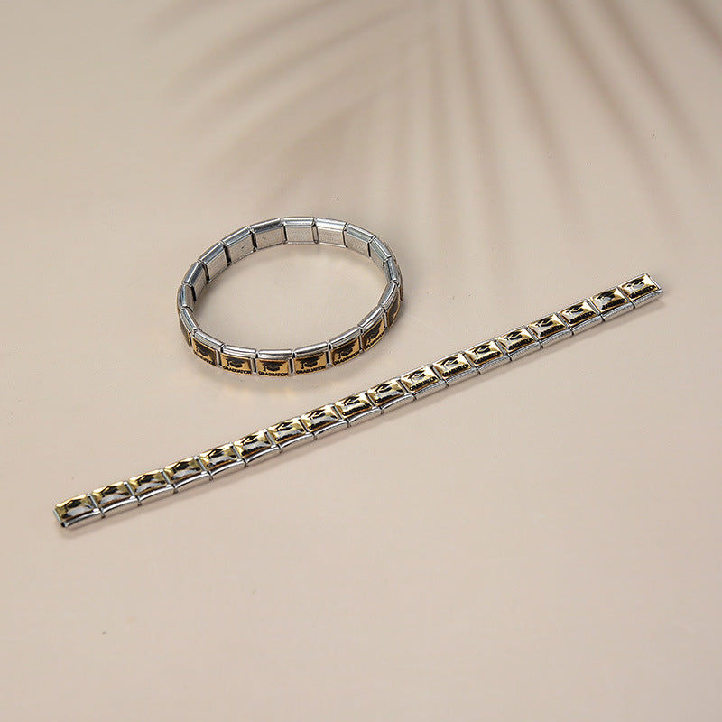 Minimalist Gold Plated Stainless Steel Geometric Cartoon Charm Bar for DIY Bracelet