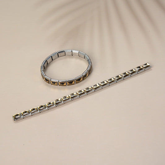 Barra con dije minimalista de acero inoxidable chapado en oro con figuras geométricas de dibujos animados para pulsera de bricolaje