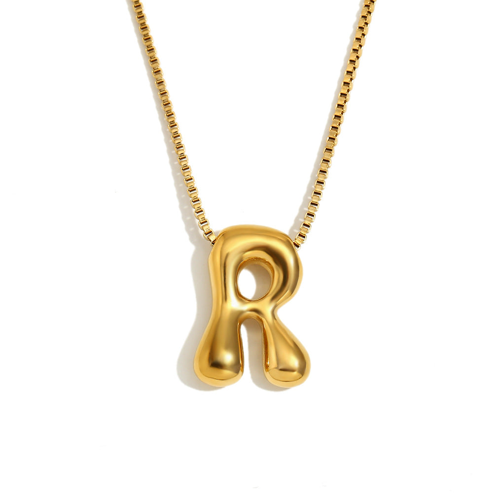 Minimalist Fashion Letter Necklace for Women Stainless Steel Pendant with 18K Gold Plating