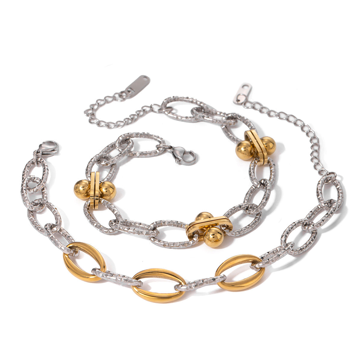 Fashionable Ins Style 18K Gold Plated Stainless Steel Asymmetrical Round Bead Bracelet for Women