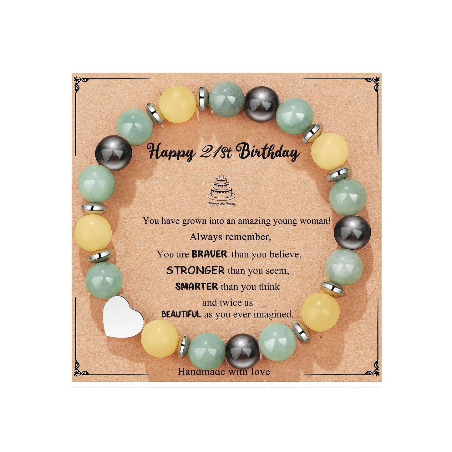 Natural Stone Zebra Print Round Beaded Bracelet for Women