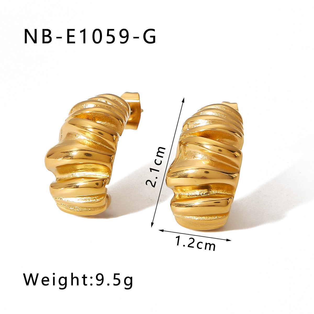 Orecchini ipoallergenici in acciaio inossidabile placcato oro 18 carati a forma di cuore con intarsio di perle a stella a otto punte geometrica a forma di C minimalista