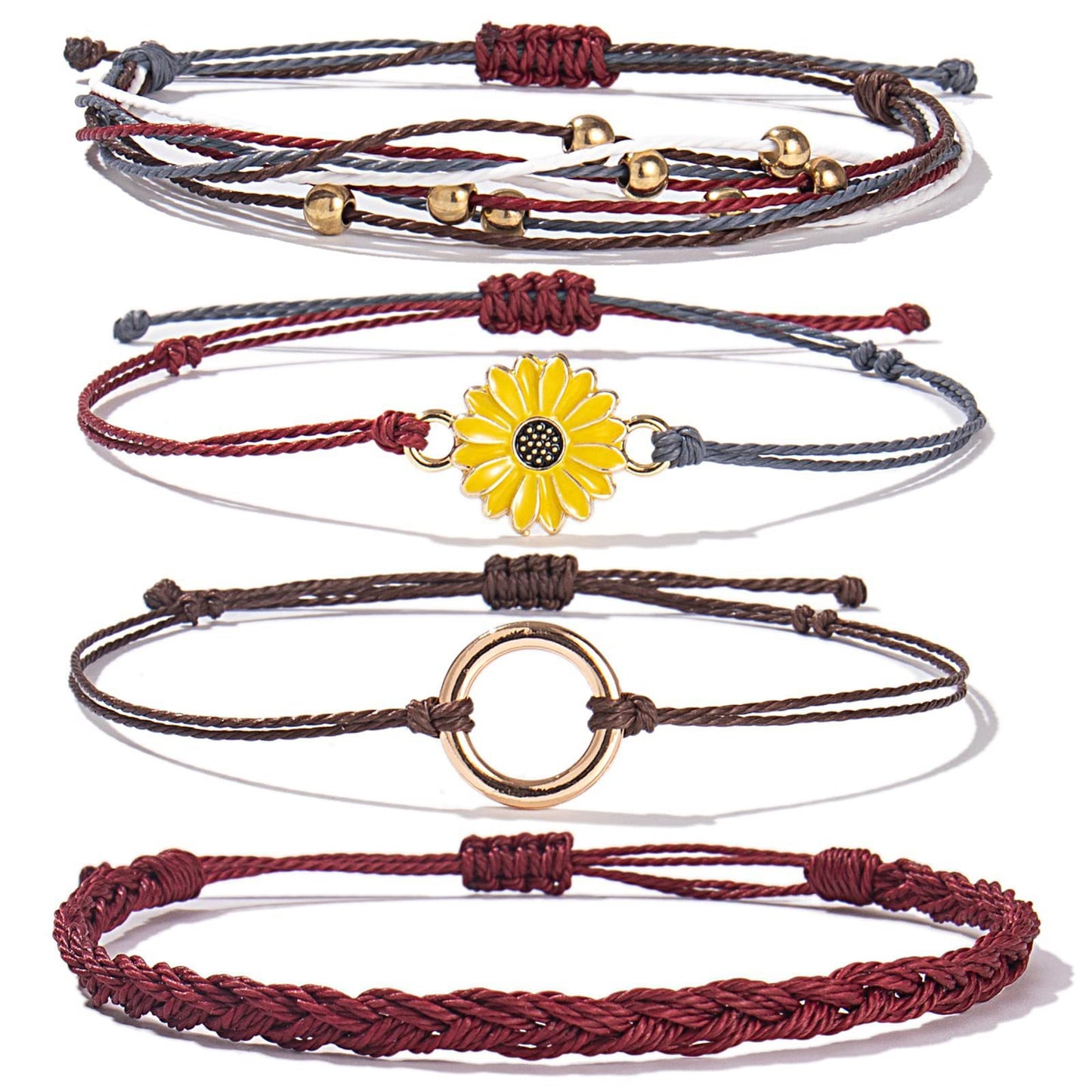 Bohemian Floral Sunflower Handmade Woven Bracelet for Women
