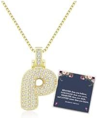 Sweet Hip-hop Letter Brass Cubic Zirconia Inlay Pendant Necklace Box Chain Unisex