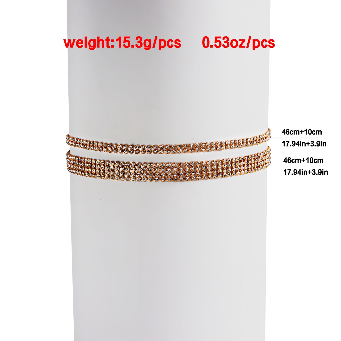 Adjustable Glass Rhinestone Anklet for Women with Double-Layer Full-Drill Body Chain Design