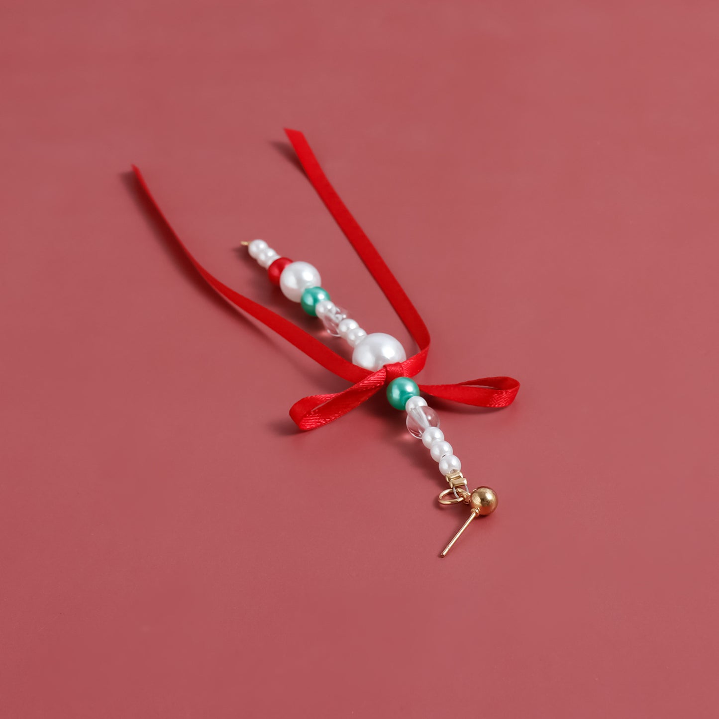 Vintage Geometric Pearl and Ribbon-Inspired Ear Studs with Zinc Alloy Base and Electroplated Finish for Women