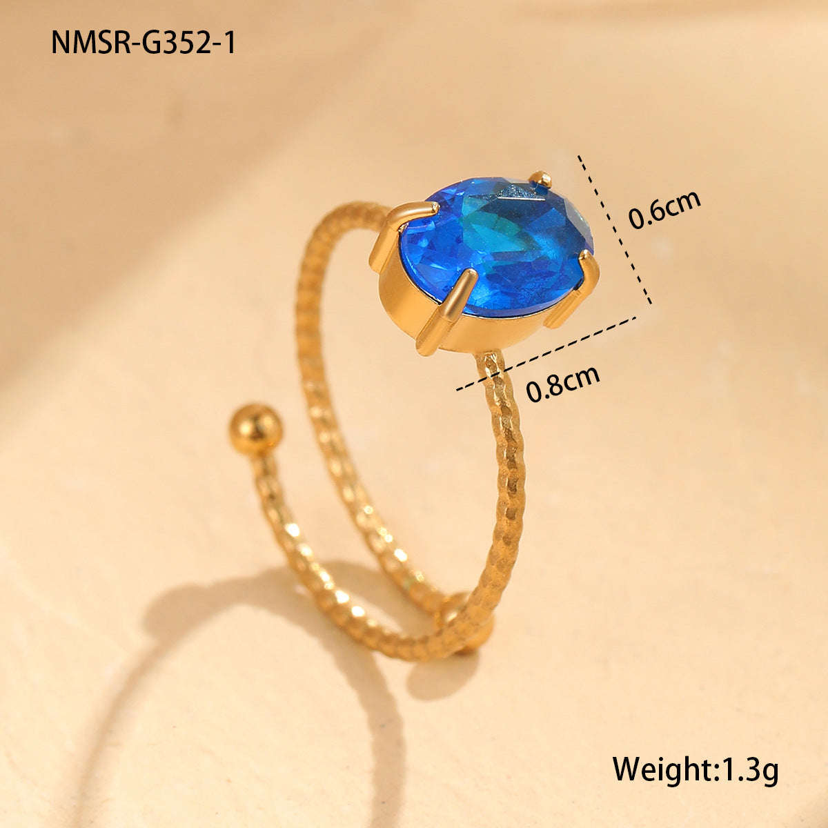 Anillo minimalista ovalado de circonita de acero inoxidable con acabado chapado para mujer, elegante para uso diario