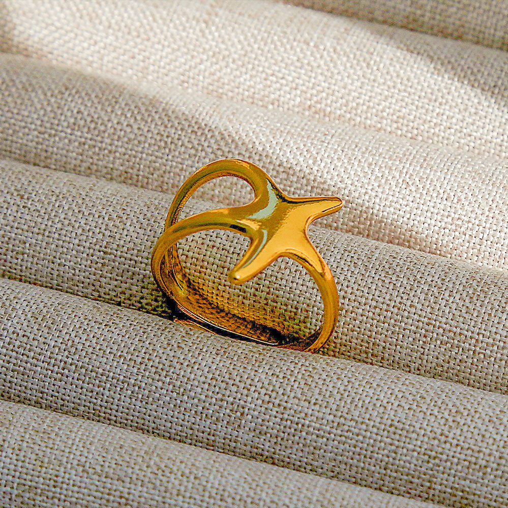Anello regolabile in acciaio al titanio, stile hip hop geometrico, placcato per donna