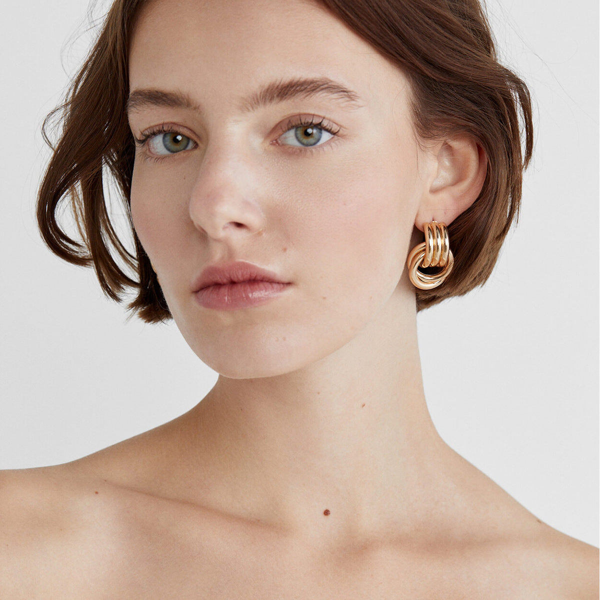 Minimalist Two-Tone Gold and Silver Plated Stainless Steel Round Hoop Earrings