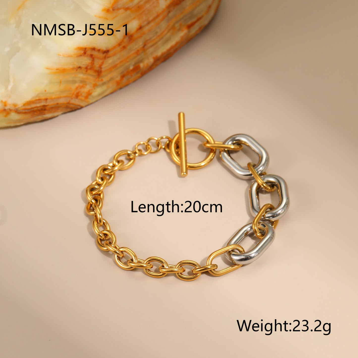 Collar de acero inoxidable con diseño geométrico y cadena chapada en oro y plata para mujer