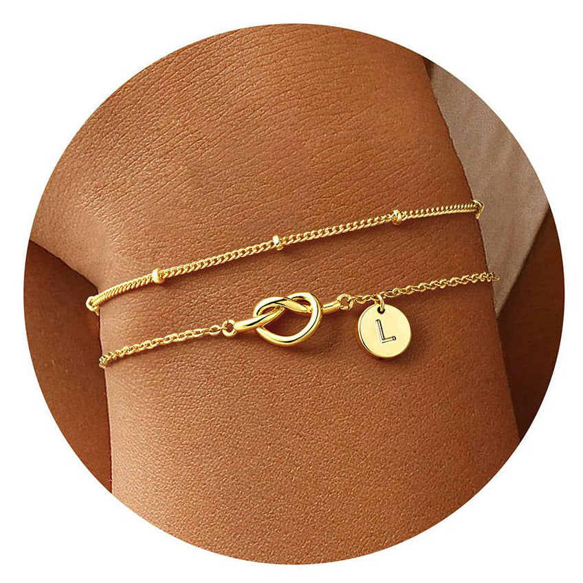 Fashion Layered Stainless Steel Letter Bracelet for Women