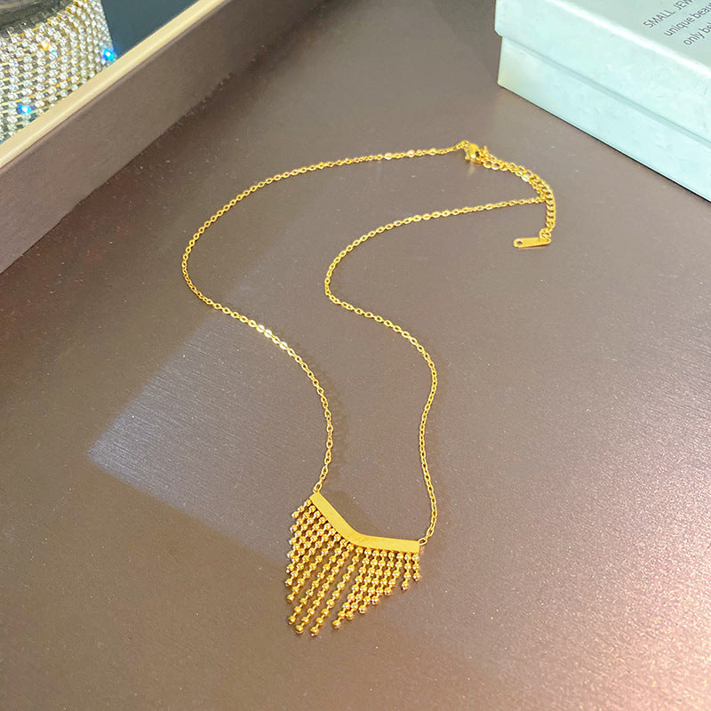 Bohemian Sweet Geometric Titanium Steel Plated Necklace with Brass Pendant for Unisex
