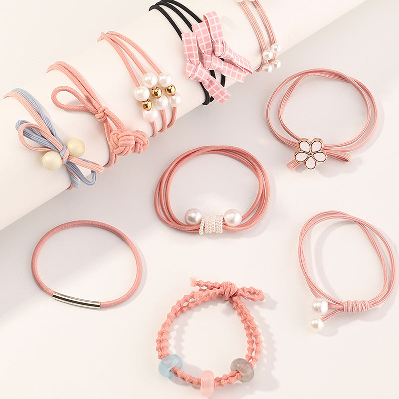 Fermacapelli a U in stile naturale per bambini in tessuto, accessorio per capelli a tema principessa, versatile combinazione di elastico per capelli e braccialetto