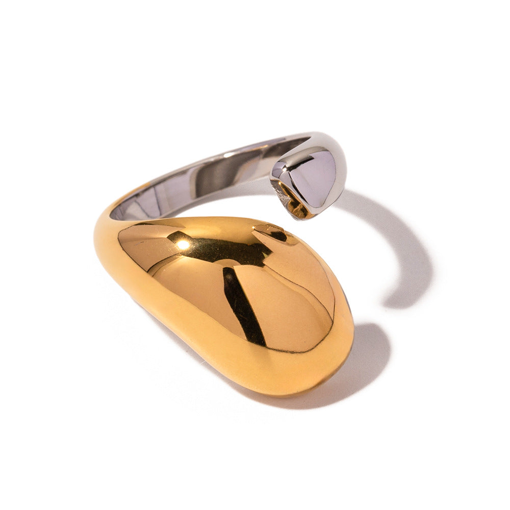 Fashionable Ins Style 18K Plated Titanium Steel Geometric Irregular Open Ring for Women