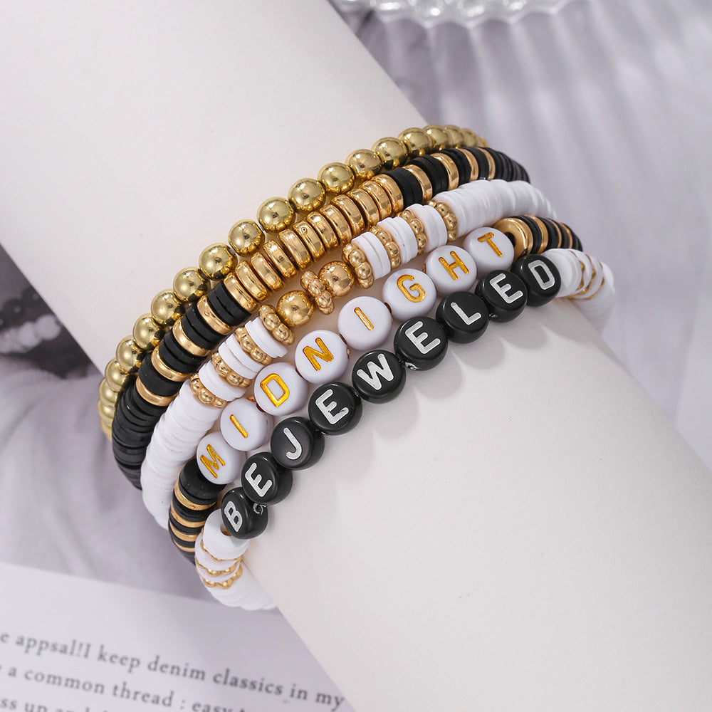 Casual Geometric Round Polymer Clay Seed Bead Bracelet Set Handmade Unisex Jewelry