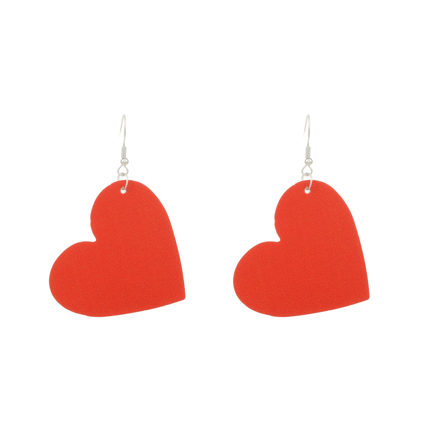 Casual Heart Shaped Leather Earrings with Checkered Gradient Leopard Print for Women