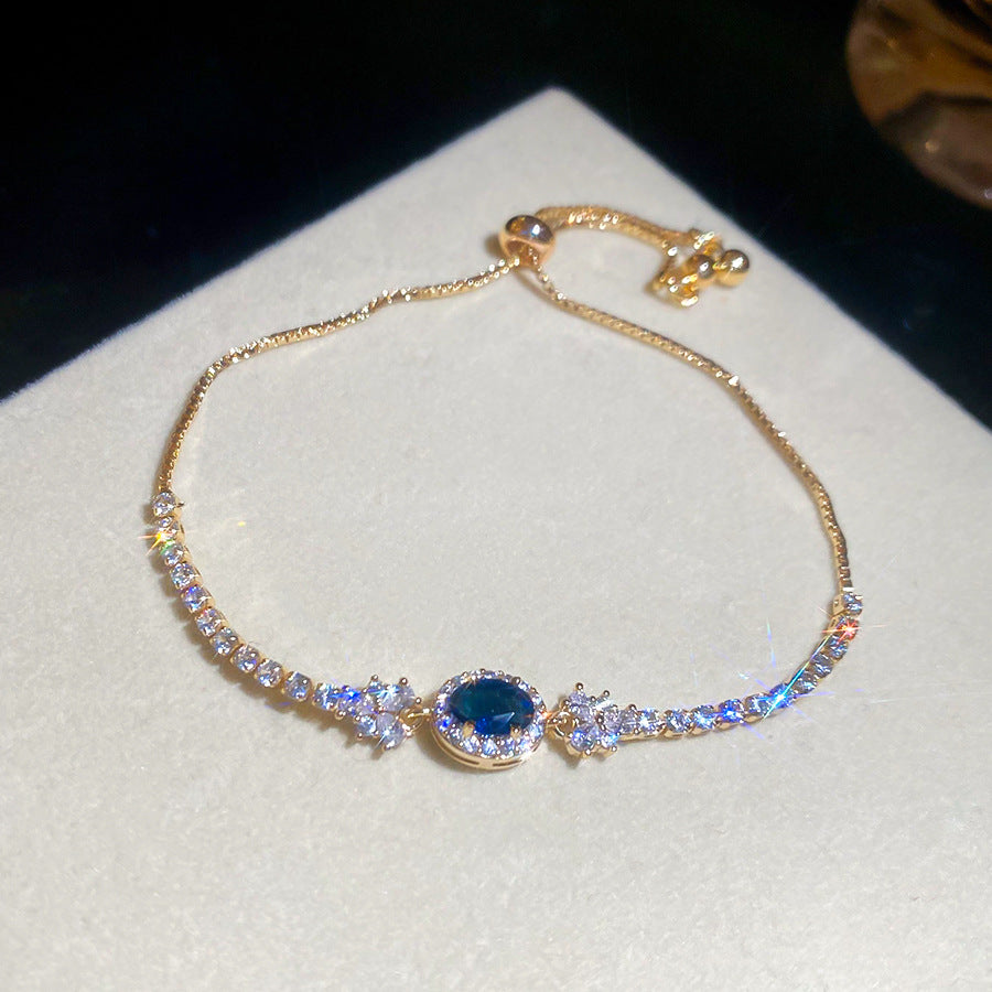 Pulsera de circonita ovalada geométrica de lujo ligero para mujer, pulsera informal minimalista de moda