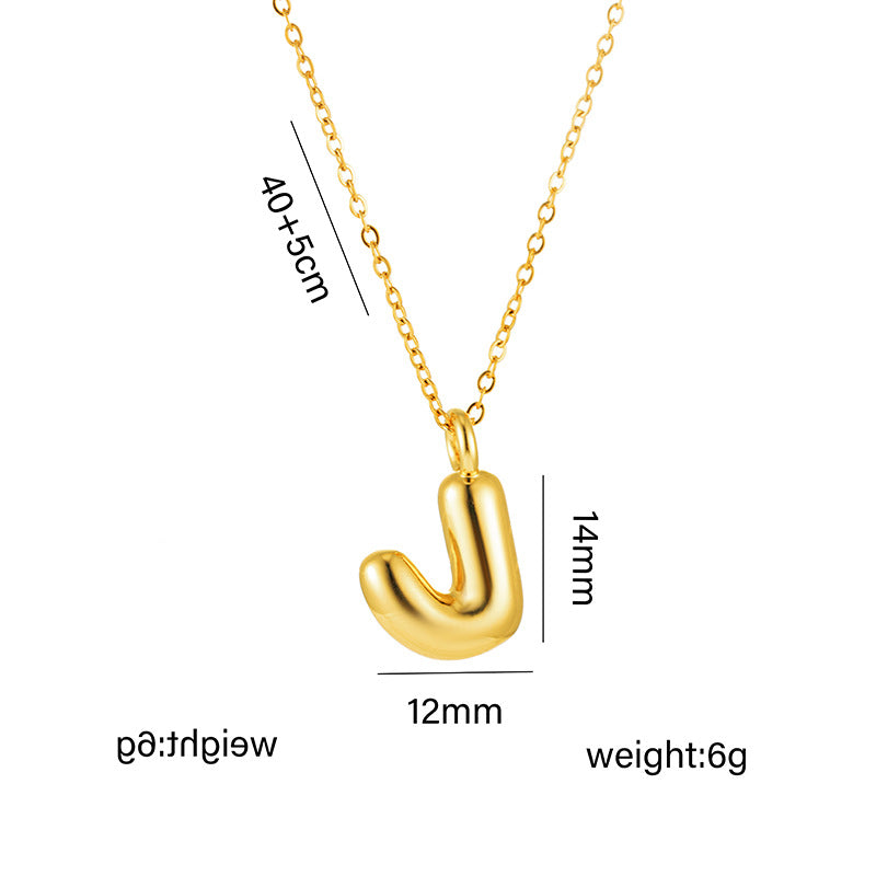 Collar minimalista de acero de titanio chapado en oro de 18 quilates con forma de letra delicada para mujer