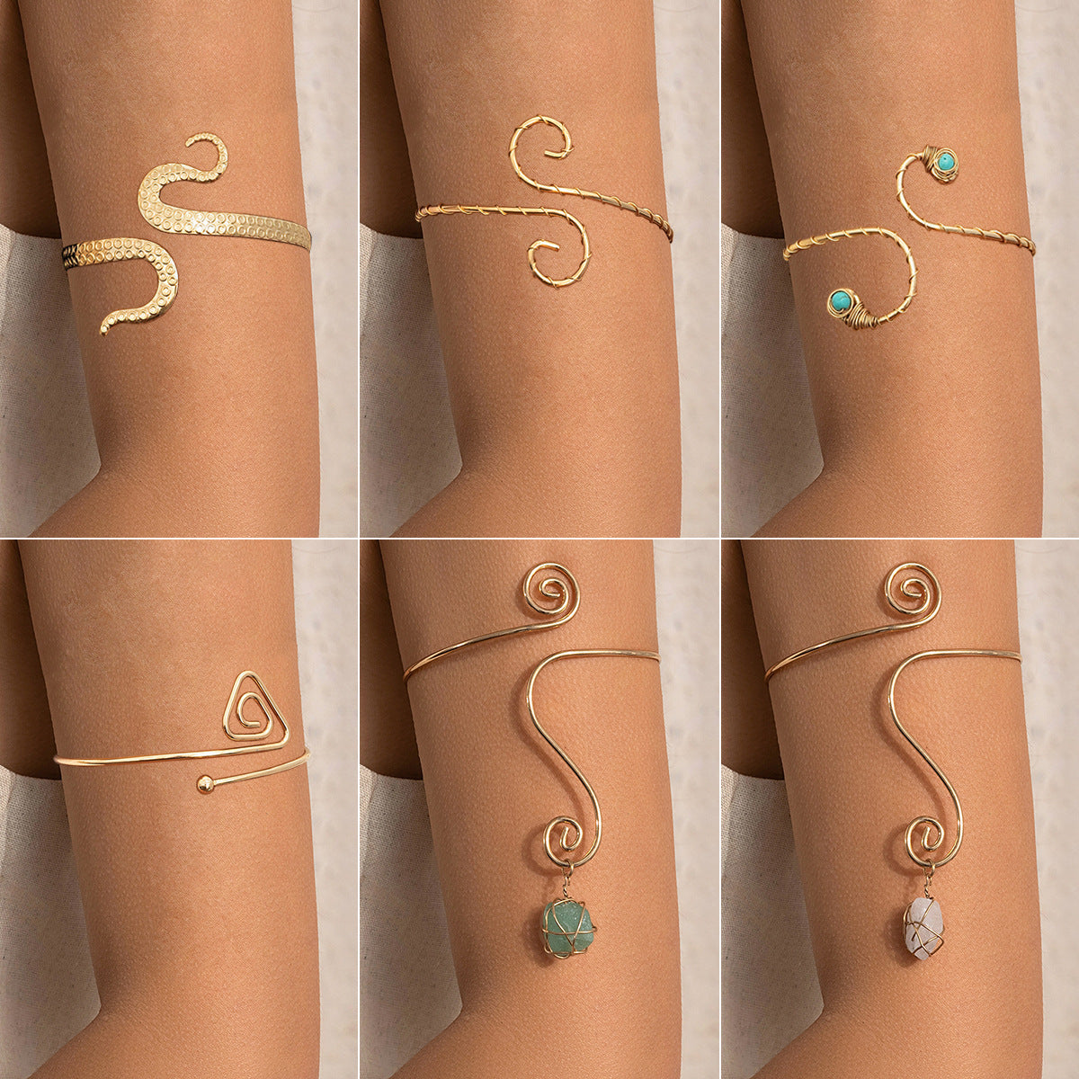 Pulsera abierta de cadena para el brazo, estilo hip hop, con diseño de espiral entrelazada de diamantes de imitación, borla y detalles circulares