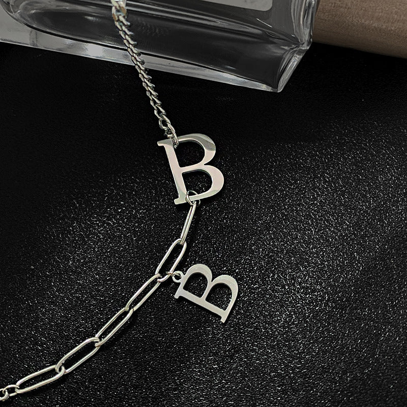 Hip-hop Letter B Plated Titanium Steel Bracelet