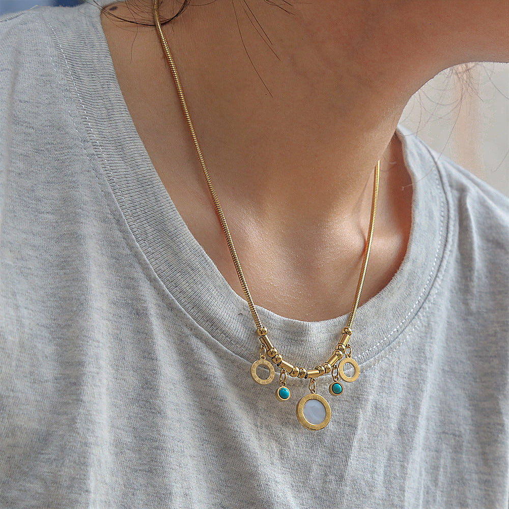 Bohemian Irregular Sunstone Pendant Necklace with Stainless Steel Snake Chain for Women