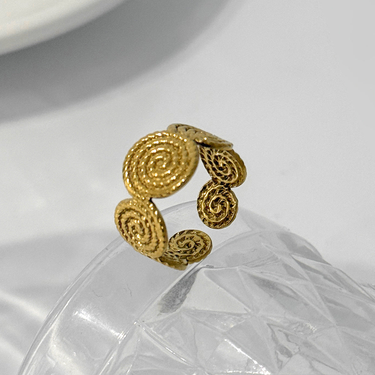 PVD 18K Gold Plated Stainless Steel Butterfly Geometric Open Ring for Women