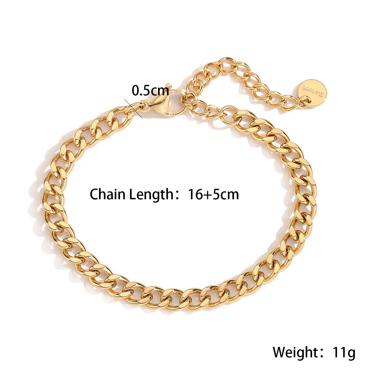 Pulsera de acero inoxidable geométrica minimalista para mujer con baño de oro de 18 quilates y detalles microincrustados