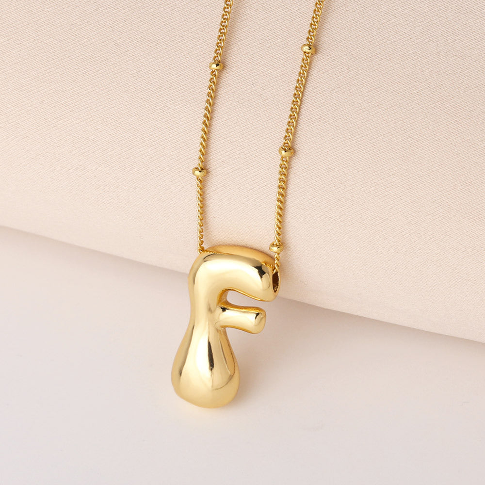 Minimalist Gold Plated Brass Letter Pendant Necklace Cable Chain Unisex Jewelry