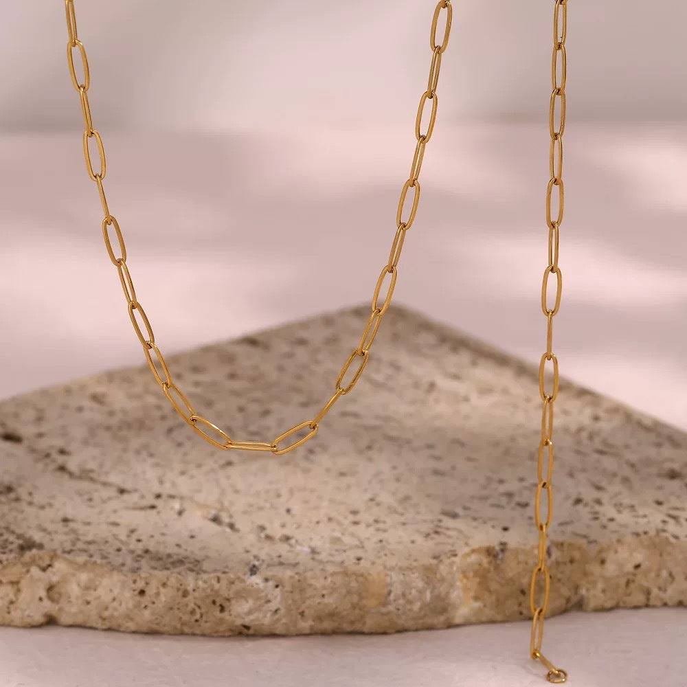 Elegant Minimalist Hollow Geometric Titanium Steel Cable Chain Necklace for Women