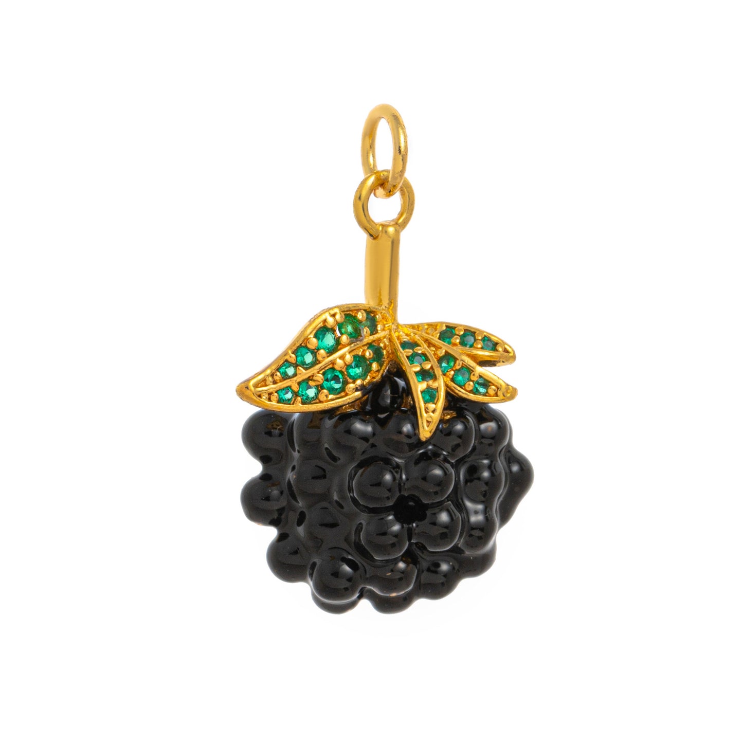 Vintage Geometric Brass Plated Gemstone Fruit Pendant Necklace