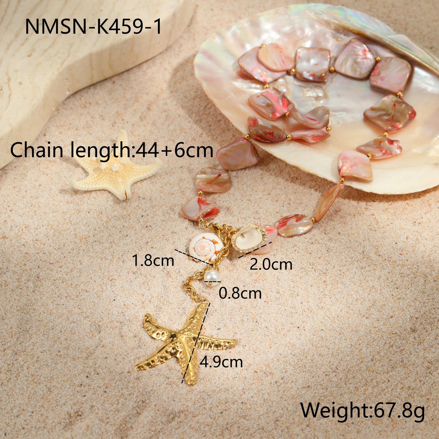 Fashionable Ocean-Themed Stainless Steel Plated Clavicle Necklace Set with Starfish and Coral Motifs for Women