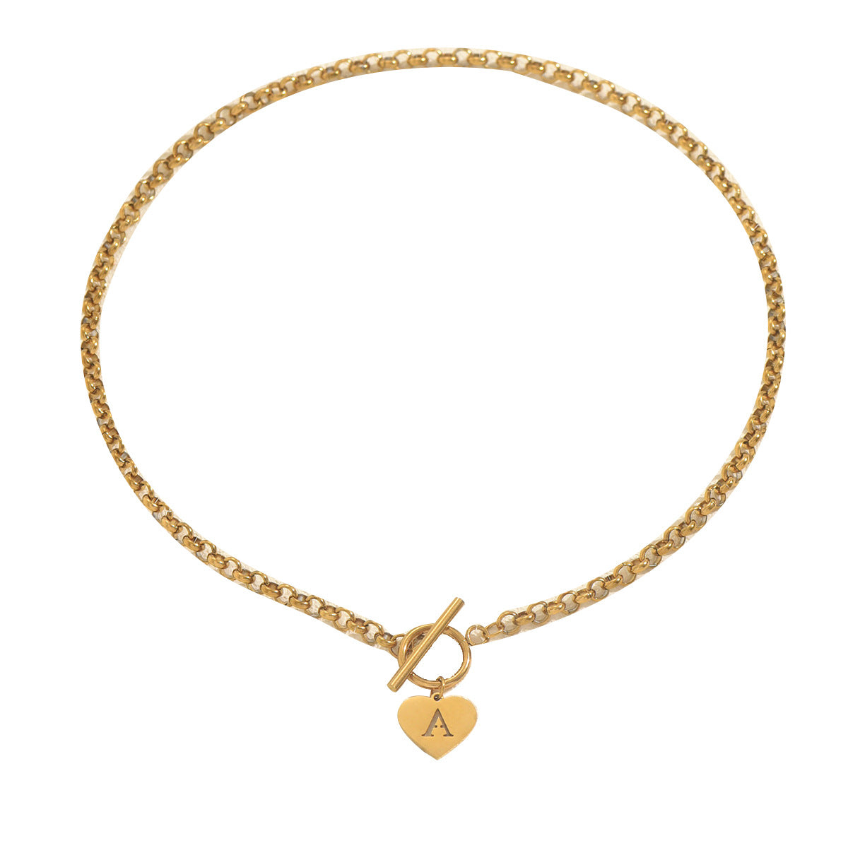 Collar con colgante de corazón minimalista y letra geométrica para mujer en aleación de zinc con acabado galvanizado