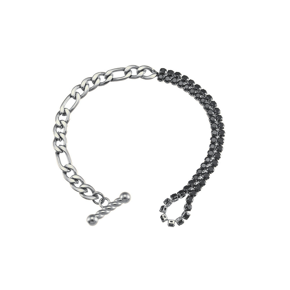 Pulsera de eslabones huecos con forma de corazón, chapada en oro de 18 quilates, de acero inoxidable geométrico, con microincrustaciones de circonia cúbica