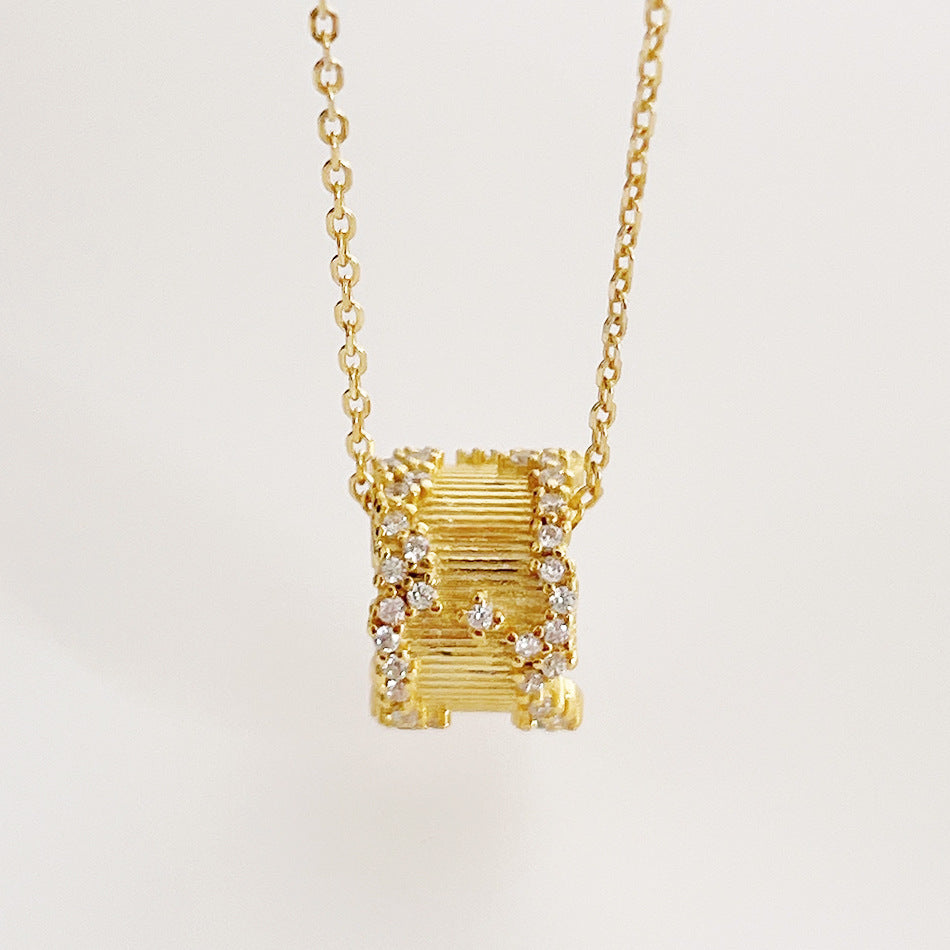 Collana Minimalista con Catena a Sfera di Perline Rotanti Geometriche in Argento Sterling 925 Placcato Oro 18K