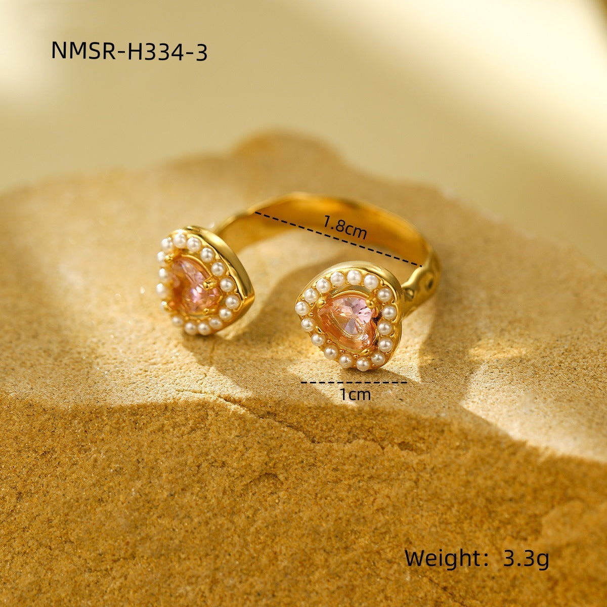 Anello Elegante Regolabile in Acciaio al Titanio Ispirato alla Francia per Donna con Forma a Cuore e Intarsio di Strass