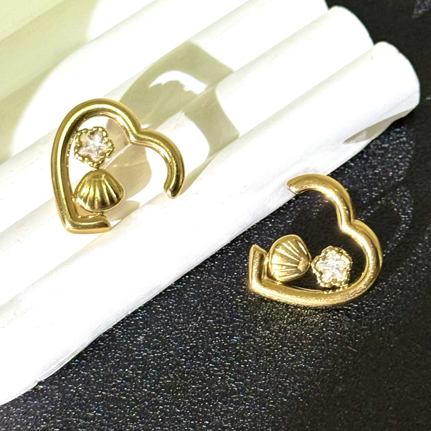 Elegant Hollow Heart Star Floral Stainless Steel Earrings for Women