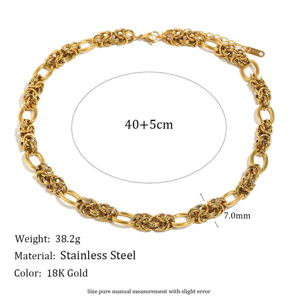 Vintage Casual Geometric Stainless Steel Gold Plated Necklace for Women