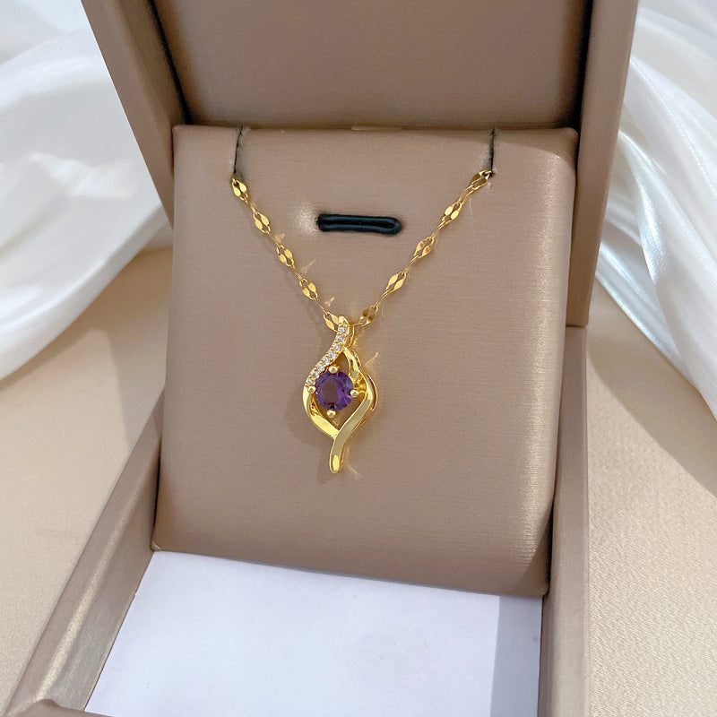 Collana da donna minimalista con ciondolo geometrico in acciaio al titanio, leggera e delicata, con catena alla clavicola dal design di lusso