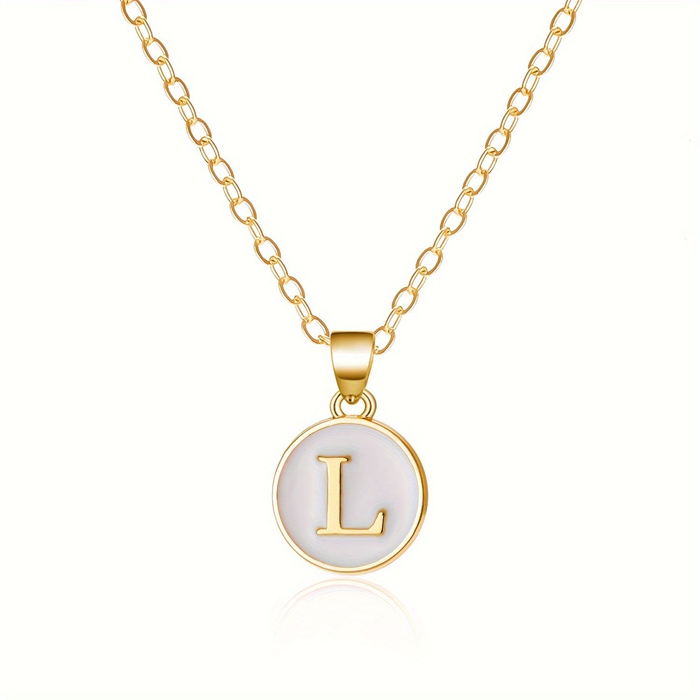Collana con Pendente a Goccia d'Olio Alfabeto Lettera Rotonda Minimalista in Lega Placcata, Bicolore Bianco e Nero