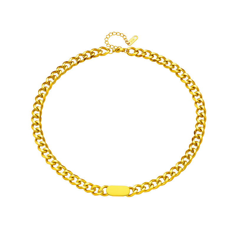 Minimalist Titanium Steel Twisted Chain Necklace and Bracelet Set for Women and Men with Plated Gold Finish