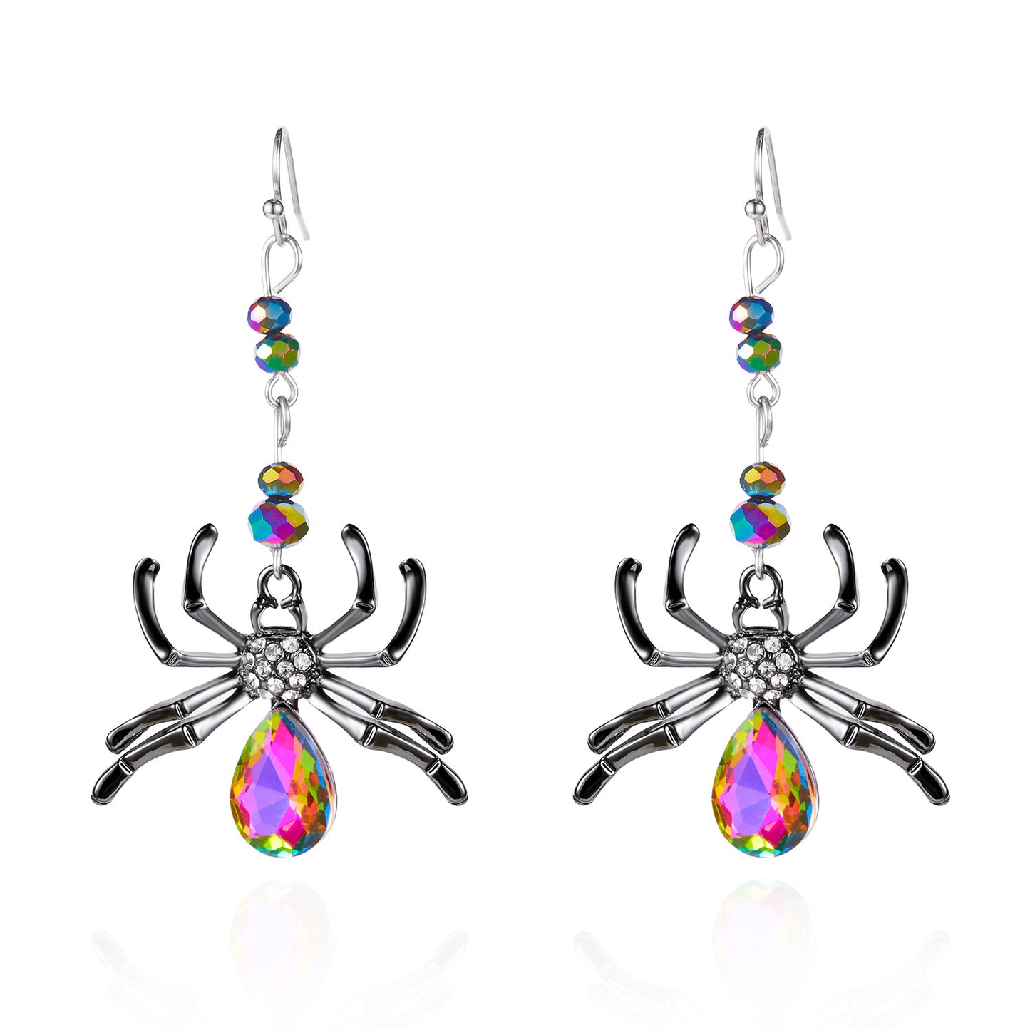 Pendientes de araña góticos de Halloween para mujer de aleación con acabado chapado