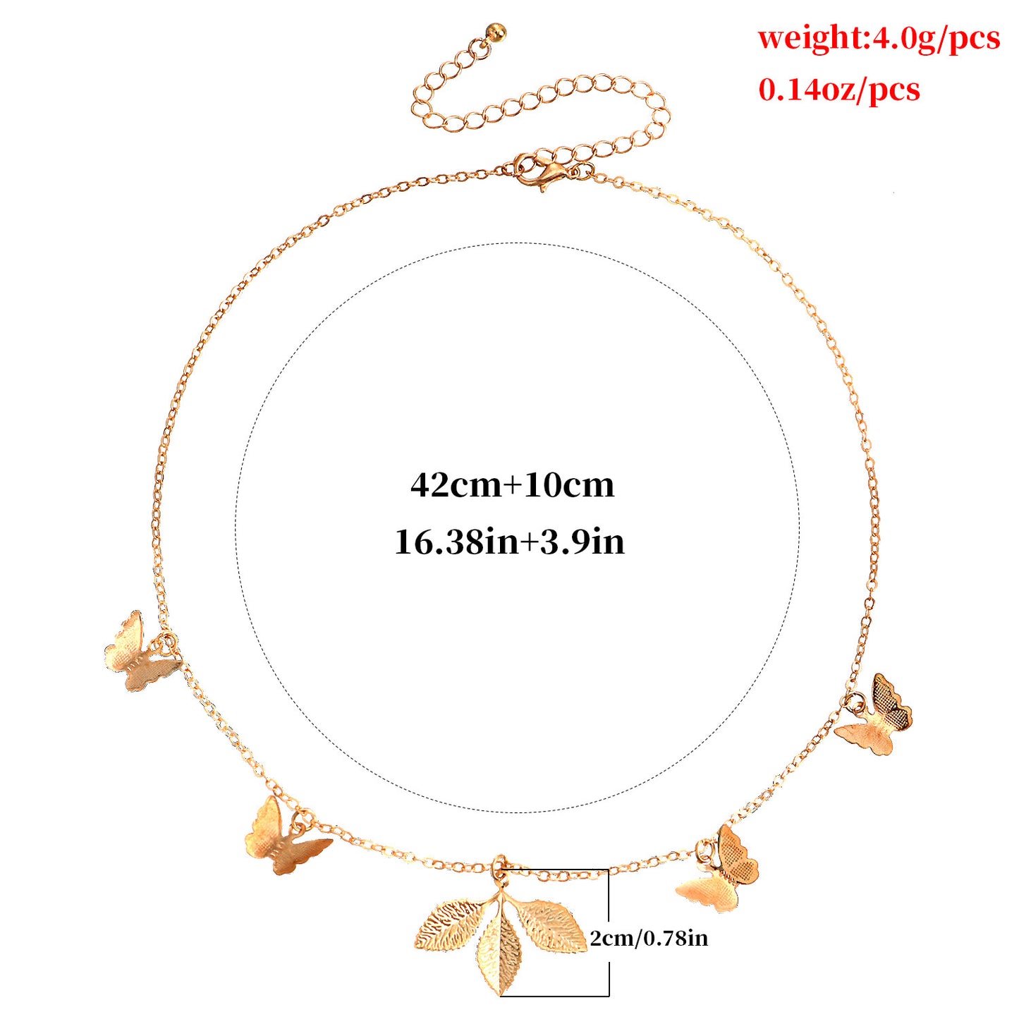 Minimalist Adjustable Clover Butterfly Pendant Necklace for Women in Alloy with Plated Finish