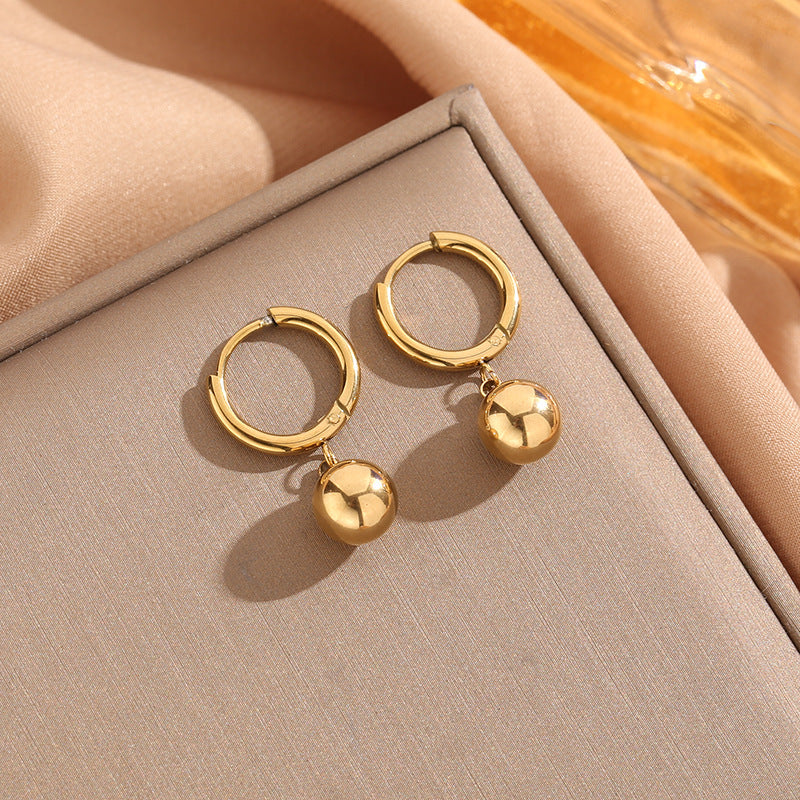Minimalist Geometric Titanium Steel Hoop Earrings for Women with Gold-Plated Finish