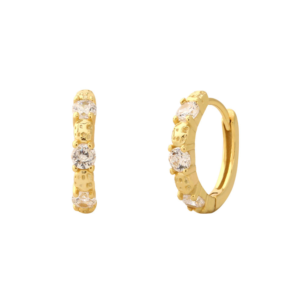 Pendientes Minimalistas Geométricos S925 de Plata de Ley con Diamantes de Imitación para Mujer