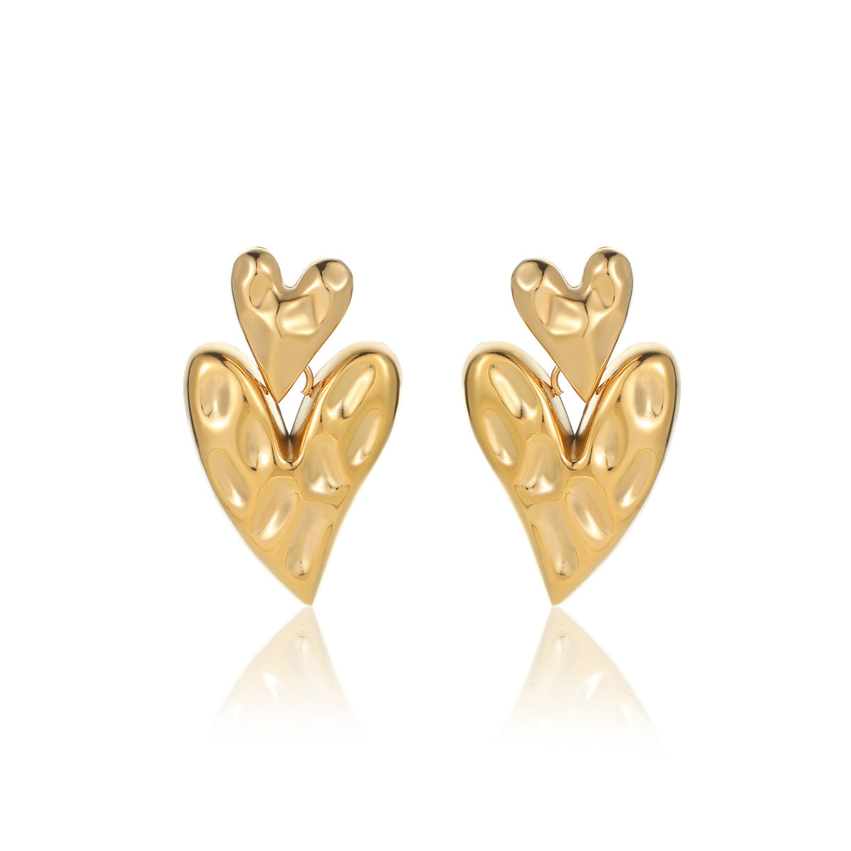 Aretes de aro de acero inoxidable en forma de corazón estilo vintage con flecos con volantes y acabado chapado para mujer