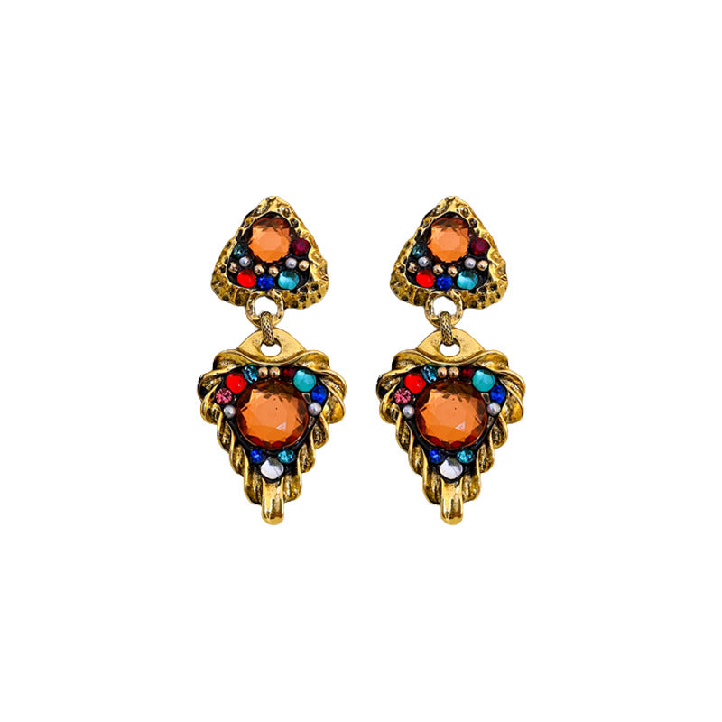 Orecchini da donna a triangolo geometrico in stile vintage in lega con eleganza retrò artistica