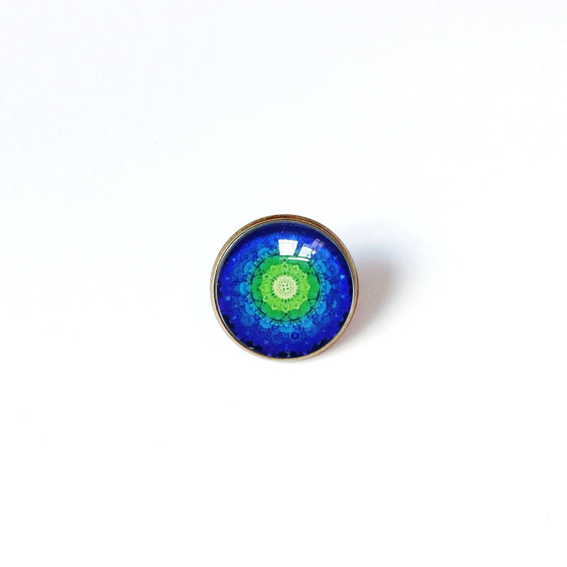 Broche floral vintage bohemio de mandala en latón con acabado chapado para mujeres y hombres
