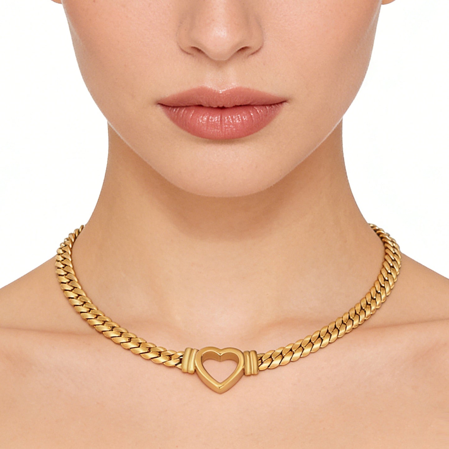 Elegant Heart Shaped Stainless Steel Plated 18K Gold Bracelet for Women