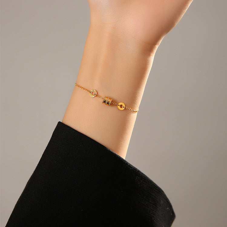 Minimalist Leaf-Shaped Titanium Steel Bracelet for Women with 18K Gold Plating, Elegant Floral-Inspired Design